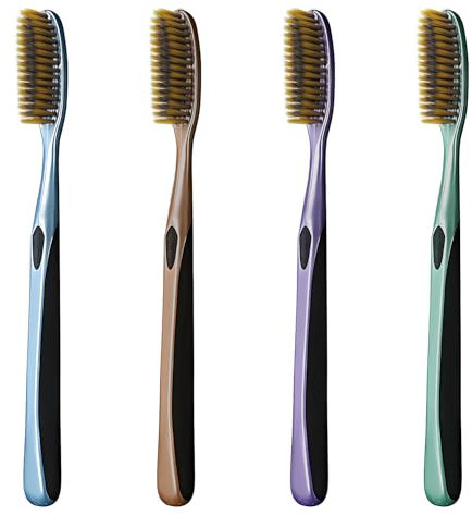 Zahnbürste mit großem Kopf, extra hart und fest, groß, langer Kopf, Aufhellung der Zähne, 4 Stück (gemischte Farben, 4 Stück)