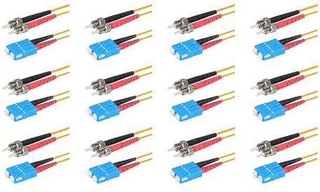 SpeedyFiberTX SC/U auf ST/U Fiber Optic Patch Cable, 12er-Pack, 500m, Rote und schwarze Stecker, Corning SMF-28 Ultra Singlemode 9/125um Glasfaser, OS1/OS2 kompatibel, Duplex Gelber LSZH Kabelmantel