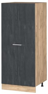 Vicco Herdumbauschrank R-Line, Herdschrank, Schwarz Beton/Goldkraft Eiche, 60 cm