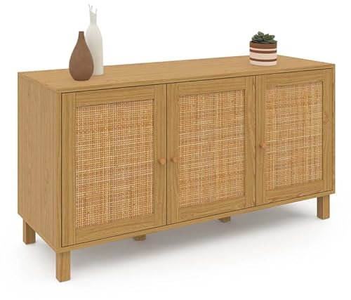 IDMarket - Anrichte im Vintage-Stil Möbel, 113 cm, Hanae, 3 Türen, natürlicher Effekt