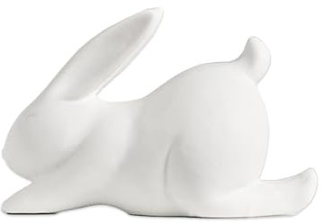 Wnvivi Weiße Keramik-Kaninchen-Statue, Einzigartige Yoga-Kaninchen-Figur, Porzellan-Hasen-Statue, Ornament für Ostern, Bücherregal-Dekoration(A2)