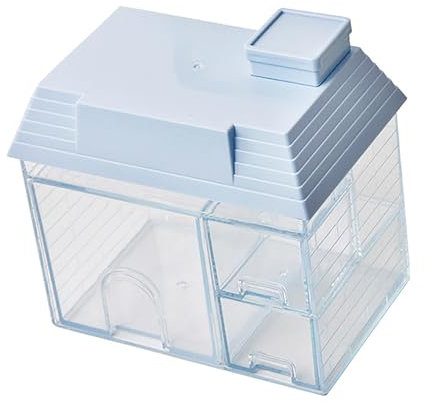 Zerodis Clear Storage Drawers, Bathroom Countert Makeup Organzier With Compartments Plastic House Shaped Desktop Storage Bins For Vanity Cabinets Pantry Home Organization Storage (Blue)