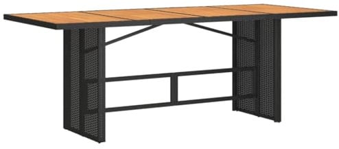 vidaXL Gartentisch mit Holzplatte Schwarz 190x80x75 cm Poly Rattan