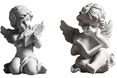 COLLBATH 2stücke Kunstharz-engelsfigur als Wohnaccessoire Filigrane Skulptur Dekoration für Schreibtisch und Regal mit Feiner Oberflächenbehandlung
