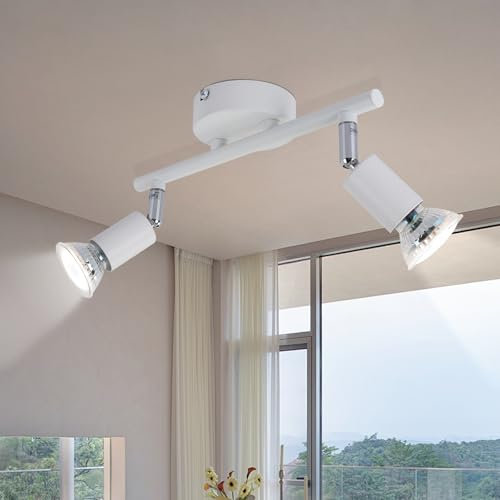 Lichtmaler LED Deckenspots GU10 Deckenleuchte - Deckenstrahler Weiß 2 Flammig Schwenkbar 330° Wandleuchte Deckenlampe Wand Flurlampe Schlafzimmer Badezimmer Küche Ohne Leuchtmittel