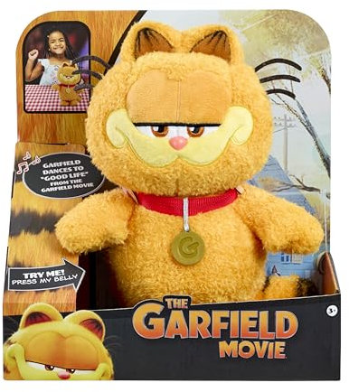 Animagic Garfield Tanzender Plüsch, Kuscheltier für Kinder ab 3 Jahren, Das Spielzeug Tanzt zu „Good Life“ aus dem Film, Interaktives Sanftes Spielzeug