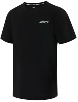 Li-Ning Badminton-T-Shirt für Herren mit großem Rückenaufdruck, Schwarz, Schwarz , M
