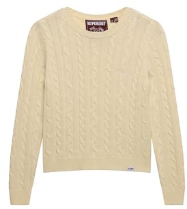 Superdry Damen Essentials Slim Cable Pullover Ecru 44