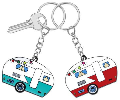 Bremorou 2 Stück Schlüsselanhänger Wohnwagen Deko Personalisiert Schlüsselanhänge Auto Motiv Schlüsselanhänger Stilvolle Schlüssel Anhänger für Rv Reise Campervan Charm