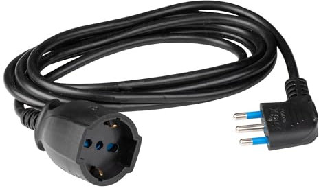 POLY POOL | PP2625.1 Prolunga Elettrica 250v Con Cavo Elettrico Bianco 10 Metri, Con Spina 16A Salvaspazio E Presa Schuko 10A/16A 2P+T Pluristandard (Italiana E Tedesca) Nero