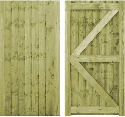 Wooden Featheredge Garden Gate, Pressure Treated, 180cm High x 75cm Wide x 4.5cm Deep, Brown, Contemporary Garden Style, Wood Material (180cm High x 75cm Wide x 4.5cm Deep)