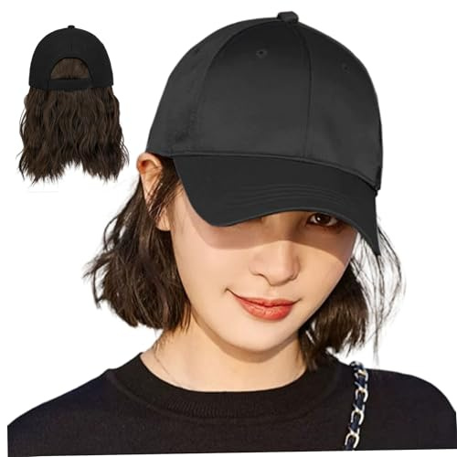 Baseball -Kappe Perücke mit Haarverlängerungen Hochtemperatur Seidenperücke Natural aussehende Mode kurze Perücken für tägliche, Party und Reisen..