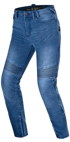 SHIMA Zenith Motorrad Jeans Damen mit Protektoren GFLEXX Knieprotektoren Motorradhose Kurzgrößen Hosen für die Frau Protektorenhose Textilhose Urban Stretch Jeanshose Lang (Frauen, Blau, 26/30)