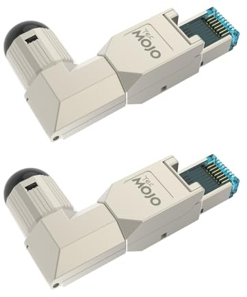 Tecmojo CAT8 Shielded RJ45 Plug 2-Pack, Toolless 40Gbps Field Termination, Gold-Plated Contacts, for CAT8 Ethernet Cable, Network & Gaming