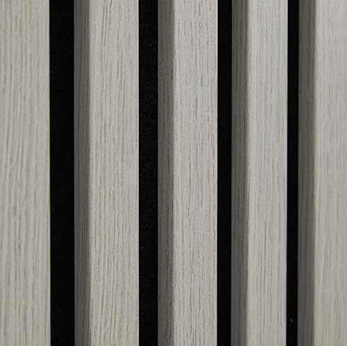 MCW Sample Acoustic Slat Wall Panel - Decorative & Sound Absorbing Wooden Slatted 3D Feature Wall Pannelling 220 x 100 x 21mm, Light Oak Grey
