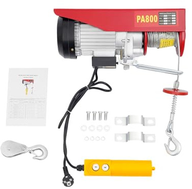 Treuil électrique et palan de 1300 W avec télécommande – Palan à chaîne – Charge maximale : 800 kg – Vitesse de levage : 10 m/min – Treuil moteur pour atelier, entrepôt