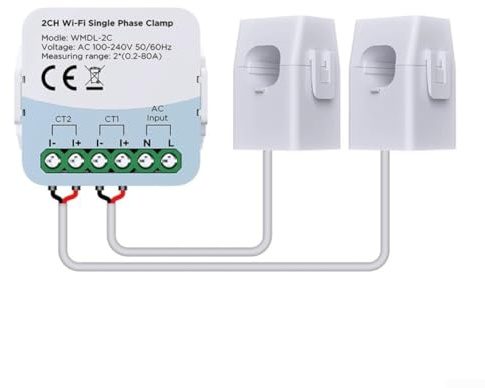 Compteur de consommation électrique WiFi Tuya pour surveillance de l'utilisation de l'énergie bidirectionnelle à 2 canaux avec données en temps réel et prise en charge du courant maximal de 80 A