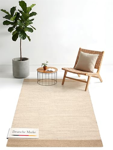 jaloom Wollteppich Lui Taupe 200x300 cm | Moderner Teppich für Wohnzimmer und Küche