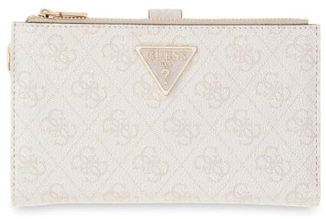 GUESS Geldbörse Laurel II SLG Double Zip Organizer Bone Logo Creme