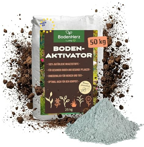 BodenHerz Bodenaktivator mit Mineralien 100% Natur Langzeitwirkung petigi | 50 kg, zur Bodenverbesserung, Bodengesundheit für Beet und Rasen
