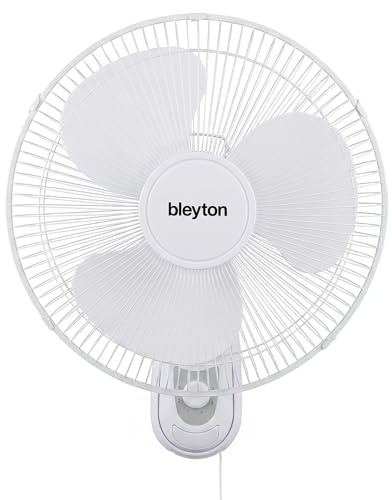 BLEYTON Ventilatore da parete silenzioso bianco 40 W CLASSIC WALL | Ventilatore da parete con pulsante, oscillazione di 90° e inclinazione verticale di 30° | Ideale per camere da letto, uffici, aule e