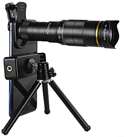 Lapiglo High Power 32X Telephoto Lens Smartphones, Portable Mobile Telescope with Tripod and Phone Clip, 4K HD Zoom Camera Accessory for iPhone and, Black