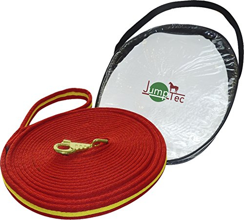 JumpTec 520108 Gepolsterte Longierzügel, Unisex, 520108, rot/gelb, 8 m