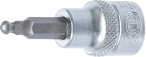 BGS 5111 | Bit-Einsatz | Innensechskant mit Kugelkopf 4 mm | Antrieb Innenvierkant 10 mm (3/8) | Länge 48 mm | Chrom-Vanadium-Stahl | verchromt, matt | mit Rändelung