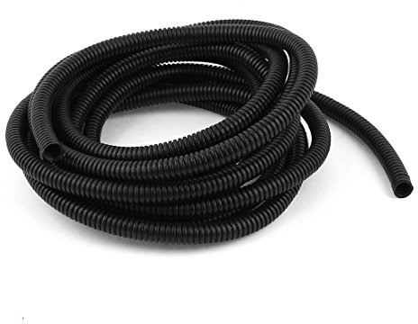 sourcingmap Gaine Cable électrique Fil Protection Tube de conduit ondulé flexible en plastique de 5 m 10 x 13 mm pour jardin, bureau noir