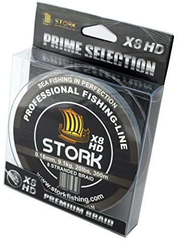 Stork HDx8, 8-Fach geflochtene premium Angelschnur 300m (Hellgrau, 40 lbs / 18.1 kg / 0.28 mm)