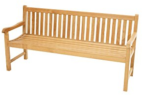 Ploß Landhausbank Coventry 180 cm - Holz-Gartenbank in Braun - Friesenbank für 2 Personen mit FSC-Zertifikat - Teakholz-Bank mit Armlehnen - Sitzbank für Garten, Terrasse & Balkon