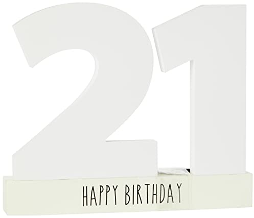 Papillon Collection Celebrate in Style White Wooden 21st Birthday Signature Age Plaque with Black Marker Pen | Freestanding White Wrapped Numbers to Sign | Perfect Personalised Gift for Birthdays