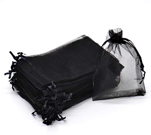 Bezall 50 schwarze Organza-Beutel, 7,6 x 10,2 cm, kleine