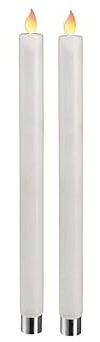 Star Trading 064-70 LED-Wachskerzen M-Twinkle lang 2er Pack, Farbe: weiß, ca. 30 x 2,4 cm, bewegende Flamme Batterie, Timer, Blister