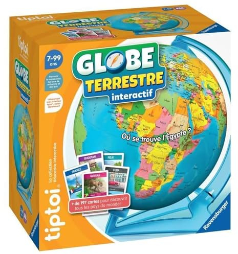 Ravensburger - tiptoi® - Interaktives Spiel - Interaktiver Globus - Player separat erhältlich - elektronisches Lernspiel, ohne Bildschirm - ab 7 Jahren - Französische Version - 00 191