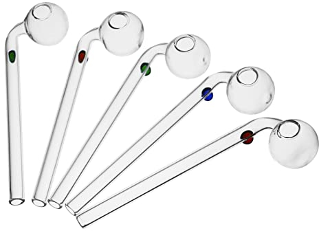 10pcs rauchen dogo großhandel gebogenes glas ölbrenner rohre mit verschiedenfarbigen balancer glas rohre für die bong (zufällige farbe)