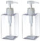 Uviviu Plastic Soap Dispensers for bathroom kitchen,Square Empty Pump Bottle for lotion,shampoo,shower (450ml, Clear)