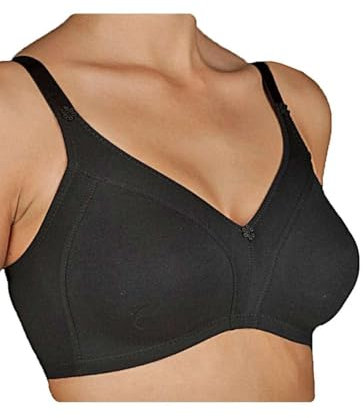Leo Corsetteria Reggiseno Post Operatorio Tasca Interna Porta Protesi Sostegno Cotone.Caricia Tg.5 Coppa C Nero