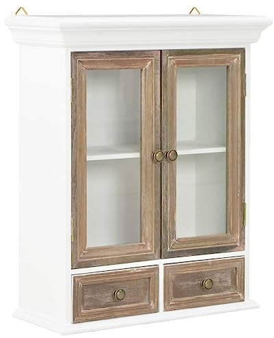 vidaXL Armario de Pared Mueble Alacena de Hogar Mobiliario de Casa Salón Sala de Estar Vidrio Blanco y Marrón Madera Maciza de Roble
