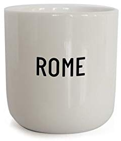 PLTY - Becher - Tasse ohne Henkel - Handglasiertes Weiß Porzellan - Hochwertiges Bone China - Lustige Tassen - Rome - Cities