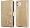 QLTYPRI Case for iPhone 12 Mini, Glitter PU Leather TPU Bumper Card Holder Wrist Strap Wallet Case with Inlaid Heart Diamond Flip Cover for iPhone 12 Mini (5.4 inch) - Gold