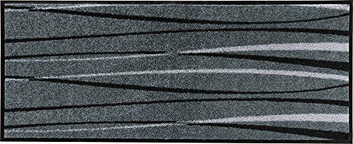 Erwin Müller Fußmatte Mayen grau Größe 40x100, Schmutzfangmatte, Sauberlaufmatte Streifen - langlebig, pflegeleicht, rutschfest, für Fußbodenheizung geeignet