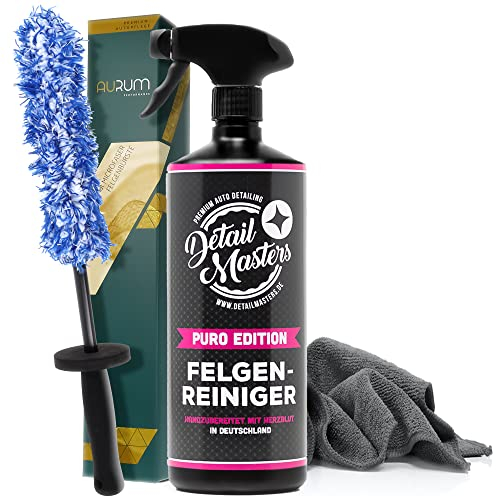 detailmate Felgenreinigungsset: Detailmasters Felgenreiniger 1L + Aurum ultraFlat Microfaser Felgenbürste Mikrofasertuch 320GSM