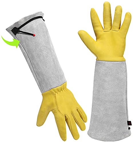 Gartenhandschuhe für Damen/Herren, Arbeitshandschuhe, Leder, Gartenhandschuhe, Geschenk, Gartenarbeit, Werkzeuge, Schnittschutz, Handschuhe für Rosen, stachelige Werkzeuge, Gartenarbeit, Gartenarbeit