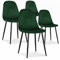 INTENSE DECO Lot de 4 chaises Bali Velours Vert Pieds Noir