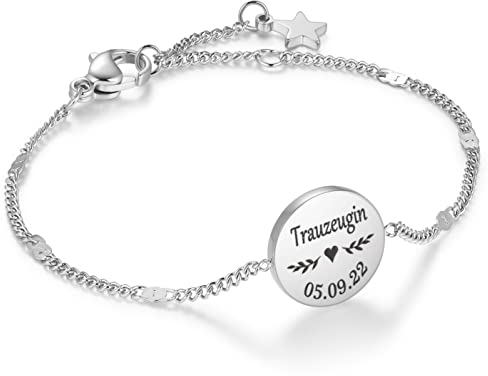 TMT Personalisierte Armbänder zur Hochzeit | Brautjungfer Trauzeugin armband mit gravur | armband mit namen, Initalien und Datum | Hochzeit Trauzeugin Geschenk Brautmutter und Blumenmädchen