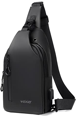 Hjkiopc Sling Bags Brusttasche Herren Crossbody Umhngetasche Kleine Schultertaschen Crossbody-Taschen Outdoor Wasserdicht Casual Man Taschen zum Wandern,Arbeit,Radfahren(Schwarz)