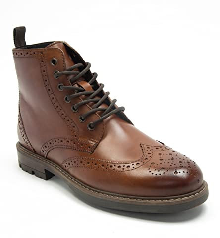 Crick Men's Nesser Ankle Derby Leather Brogue Lace-Ups Boots