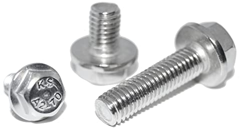 Sechskantschrauben mit Flansch M6X25 6 Stück DIN 6921 A2 Edelstahl rostfrei, Vollgewinde ohne Sperrverzahnung