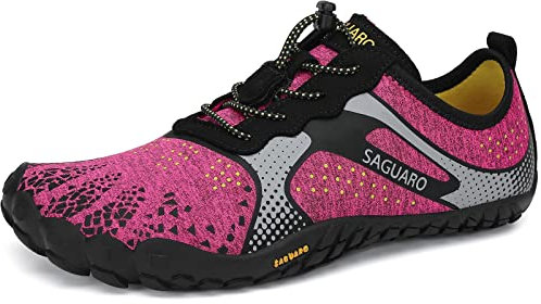 SAGUARO Hombre Mujer Zapatillas Barefoot Minimalistas Calzado de Training Ligeras Cmodas para Caminar Senderismo Ciclismo Trail Running Trekking Playa Agua, Rojo Chicle, 38 EU